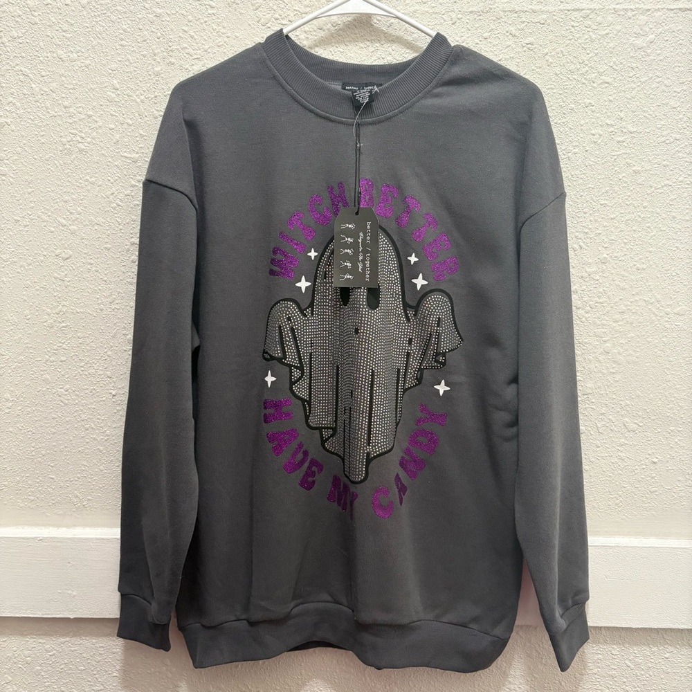Better Together Halloween "Witch Better Have My Candy" Bedazzled Sweatshirt NEW